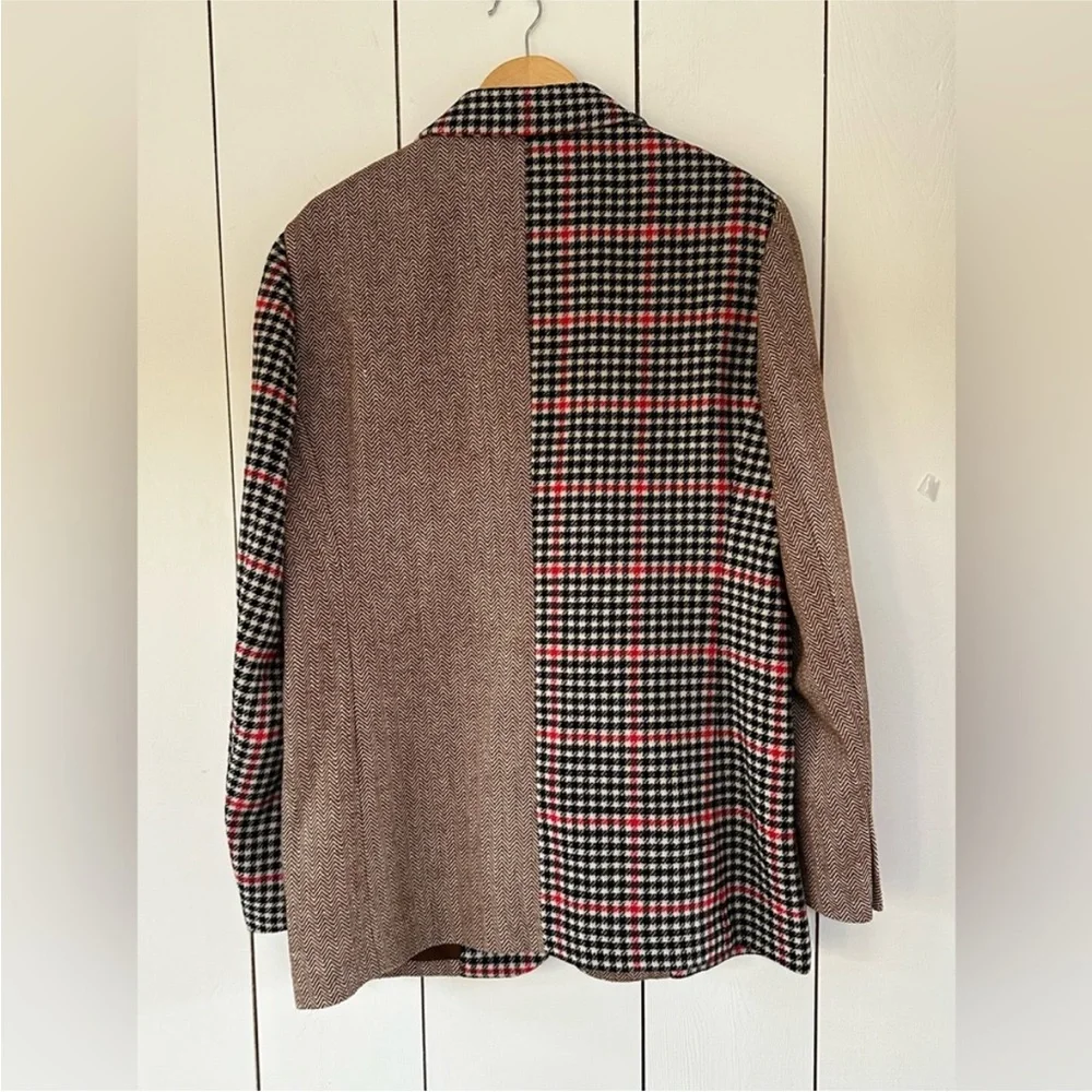Rowing Blazers Brown, Black & Red Mixed Plaid Patchwork Blazer - Picture 4 of 15